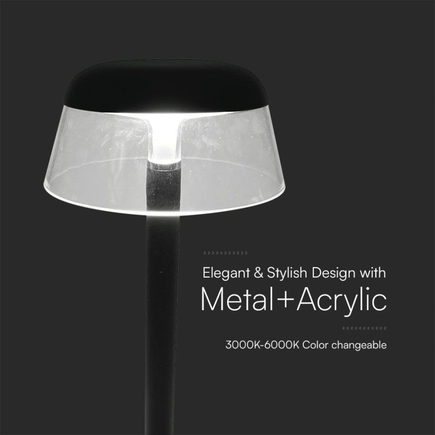 LED Dimmable rechargeable touch table lamp LED/3W/5V 3000-6000K 1800 mAh black