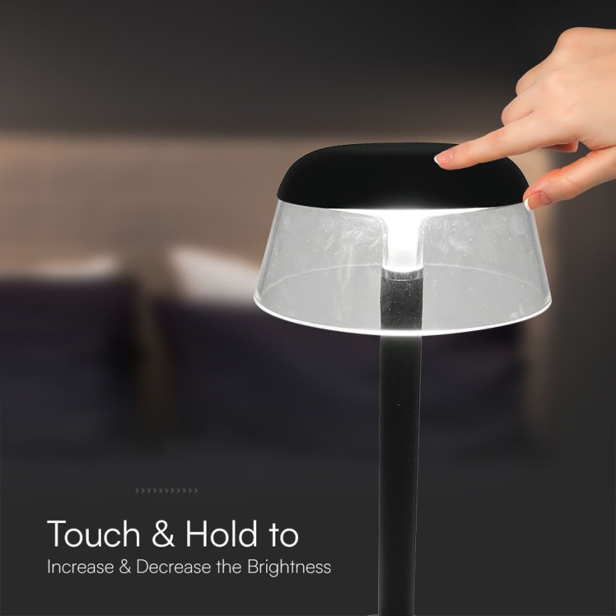 LED Dimmable rechargeable touch table lamp LED/3W/5V 3000-6000K 1800 mAh black