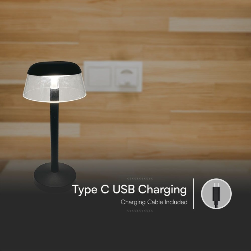 LED Dimmable rechargeable touch table lamp LED/3W/5V 3000-6000K 1800 mAh black