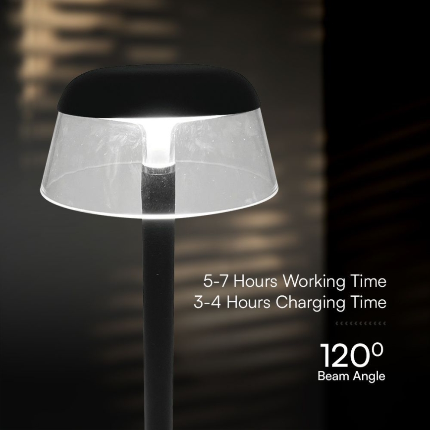 LED Dimmable rechargeable touch table lamp LED/3W/5V 3000-6000K 1800 mAh black