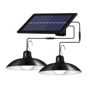 LED Dimmable solar chandelier on a string 2xLED/1,8W/3,7V IP44 6500K 1200 mAh + remote control