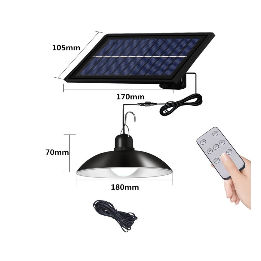 LED Dimmable solar chandelier on a string LED/1,8W/3,7V IP44 6500K 800 mAh + remote control