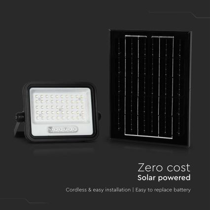 Dimmable LED Solar Floodlight LED/100W/3.2V 2000-8000K IP65 5000 mAh Black + Remote Control