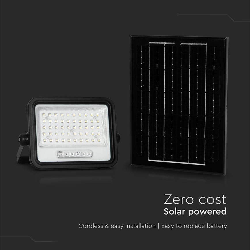 Dimmable LED Solar Floodlight LED/100W/3.2V 2000-8000K IP65 5000 mAh Black + Remote Control