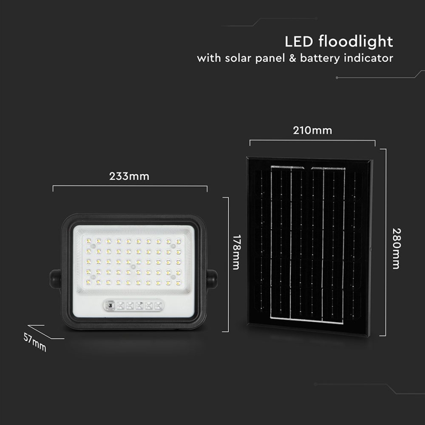 Dimmable LED Solar Floodlight LED/100W/3.2V 2000-8000K IP65 5000 mAh Black + Remote Control