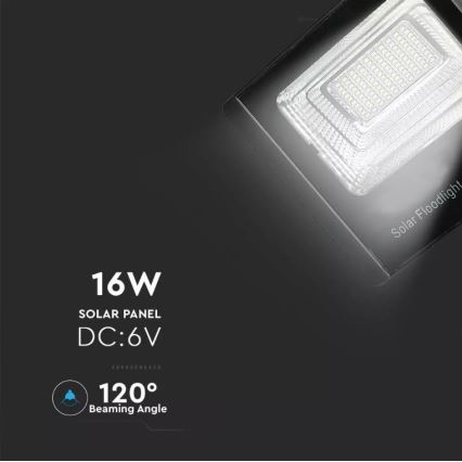 LED Dimmable solar floodlight LED/16W/3,2V 4000K IP65 + remote control