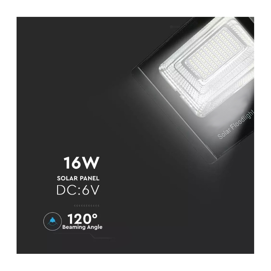 LED Dimmable solar floodlight LED/16W/3,2V 4000K IP65 + remote control