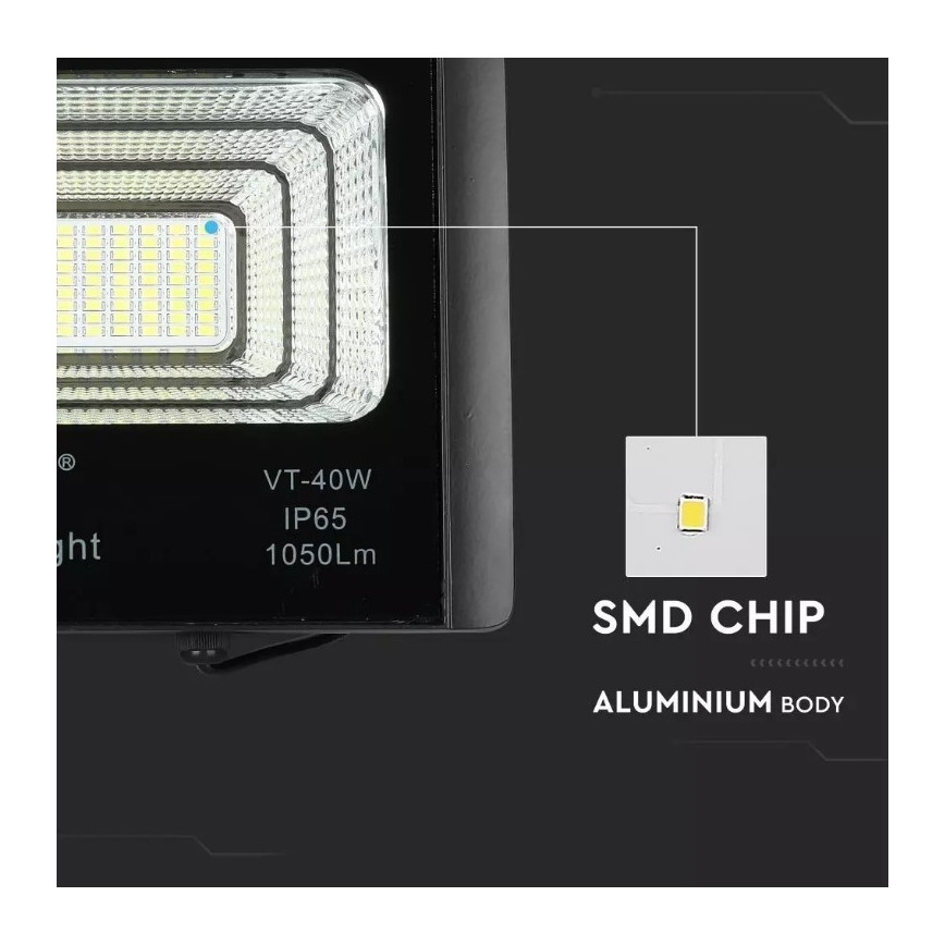 LED Dimmable solar floodlight LED/16W/3,2V 4000K IP65 + remote control