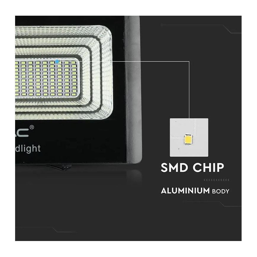 LED Dimmable solar floodlight LED/20W/6,4V 4000K IP65 10000 mAh + remote control