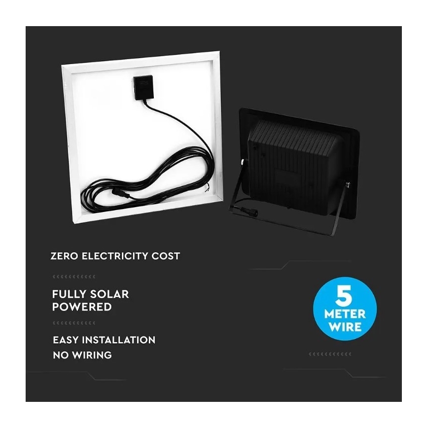 LED Dimmable solar floodlight LED/20W/6,4V 4000K IP65 10000 mAh + remote control