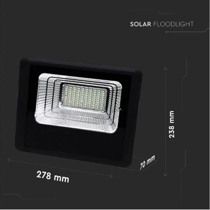 LED Dimmable solar floodlight LED/20W/6,4V 4000K IP65 10000 mAh + remote control