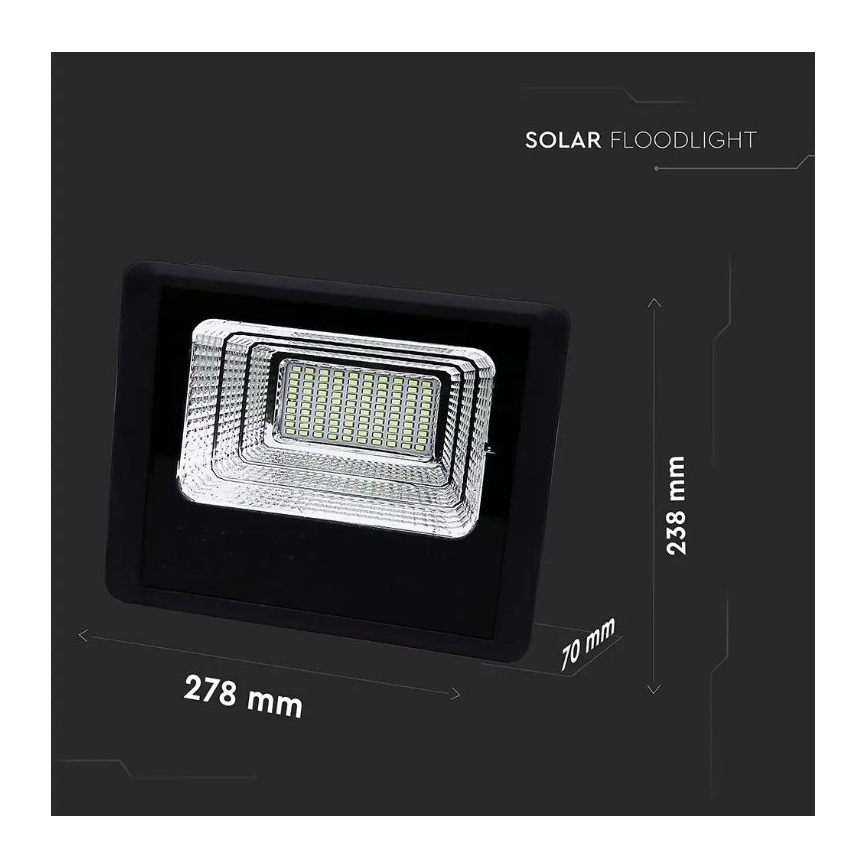 LED Dimmable solar floodlight LED/20W/6,4V 4000K IP65 10000 mAh + remote control