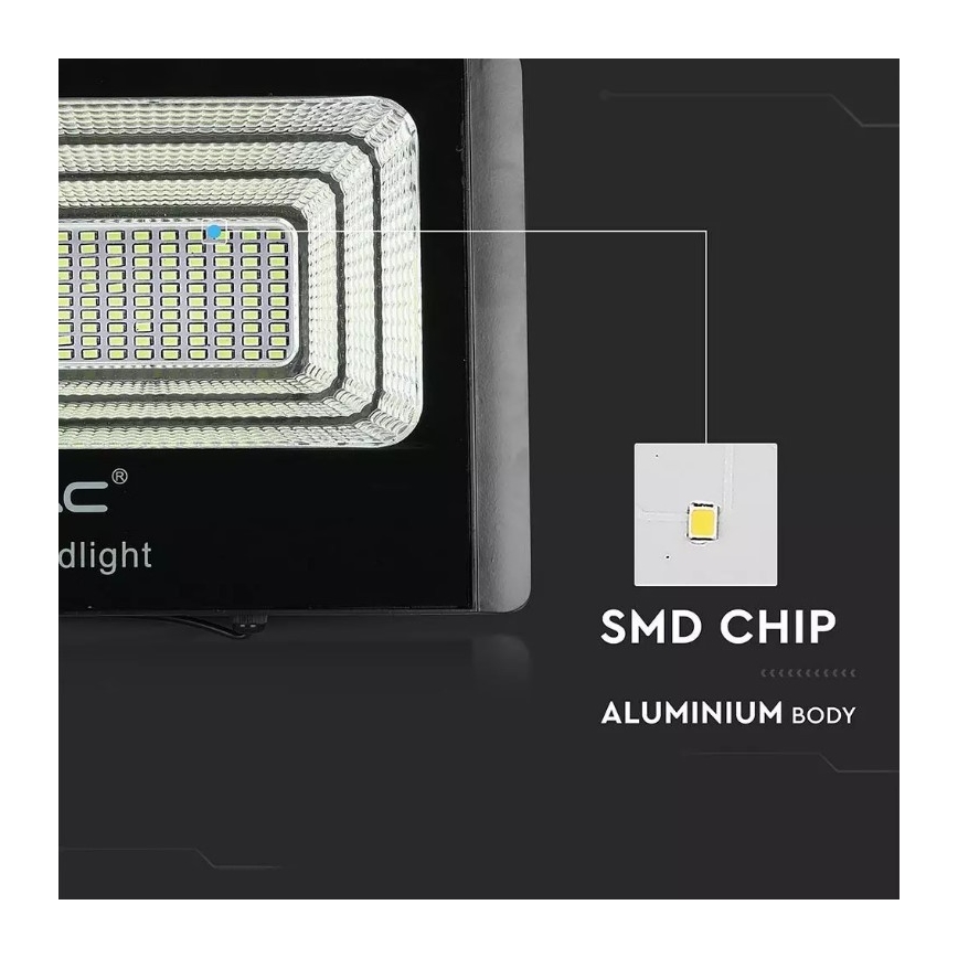 LED Dimmable solar floodlight LED/20W/6V 6000K IP65 + remote control