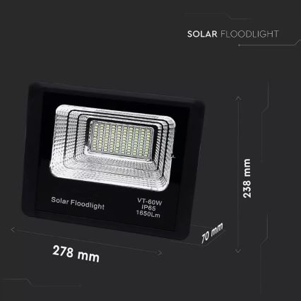 LED Dimmable solar floodlight LED/20W/6V 6000K IP65 + remote control