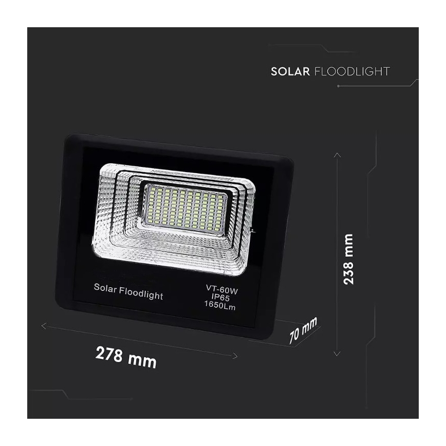 LED Dimmable solar floodlight LED/20W/6V 6000K IP65 + remote control