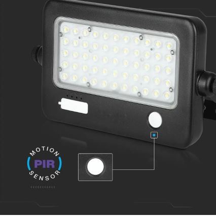 LED Dimmable solar floodlight with a sensor LED/10W/3,7V 4000K IP65 + USB port