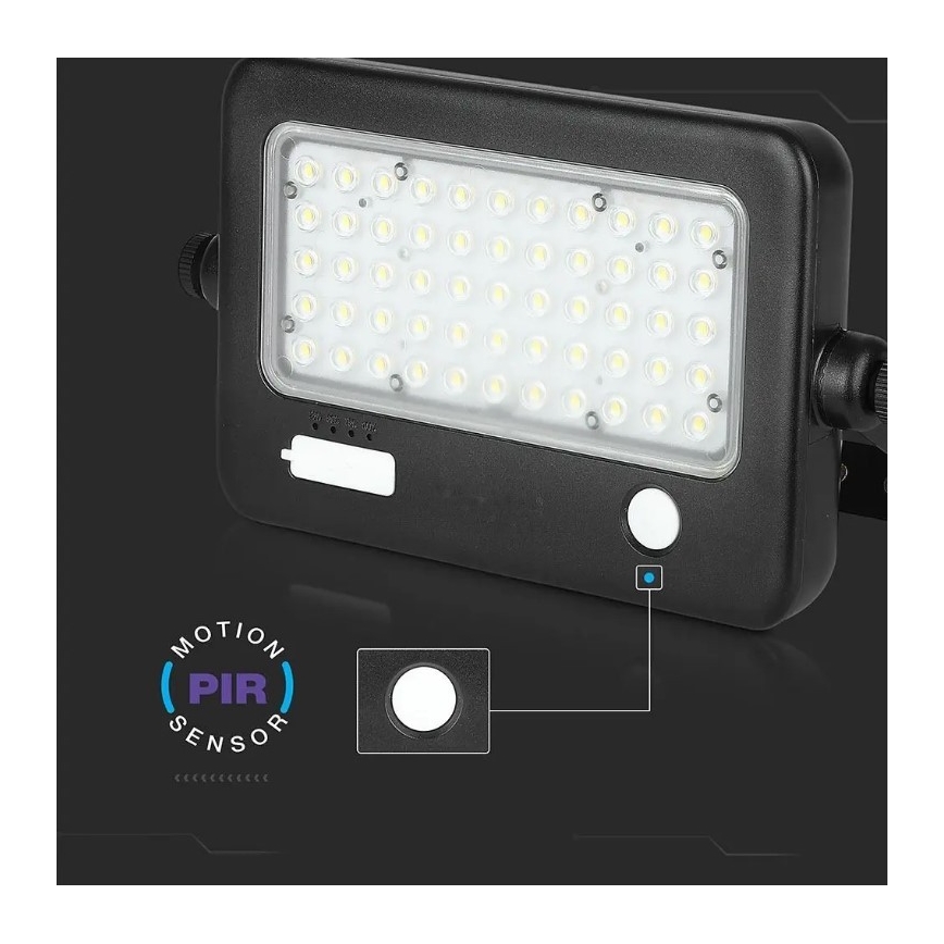 LED Dimmable solar floodlight with a sensor LED/10W/3,7V 4000K IP65 + USB port