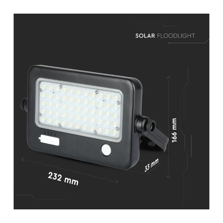 LED Dimmable solar floodlight with a sensor LED/10W/3,7V 4000K IP65 + USB port
