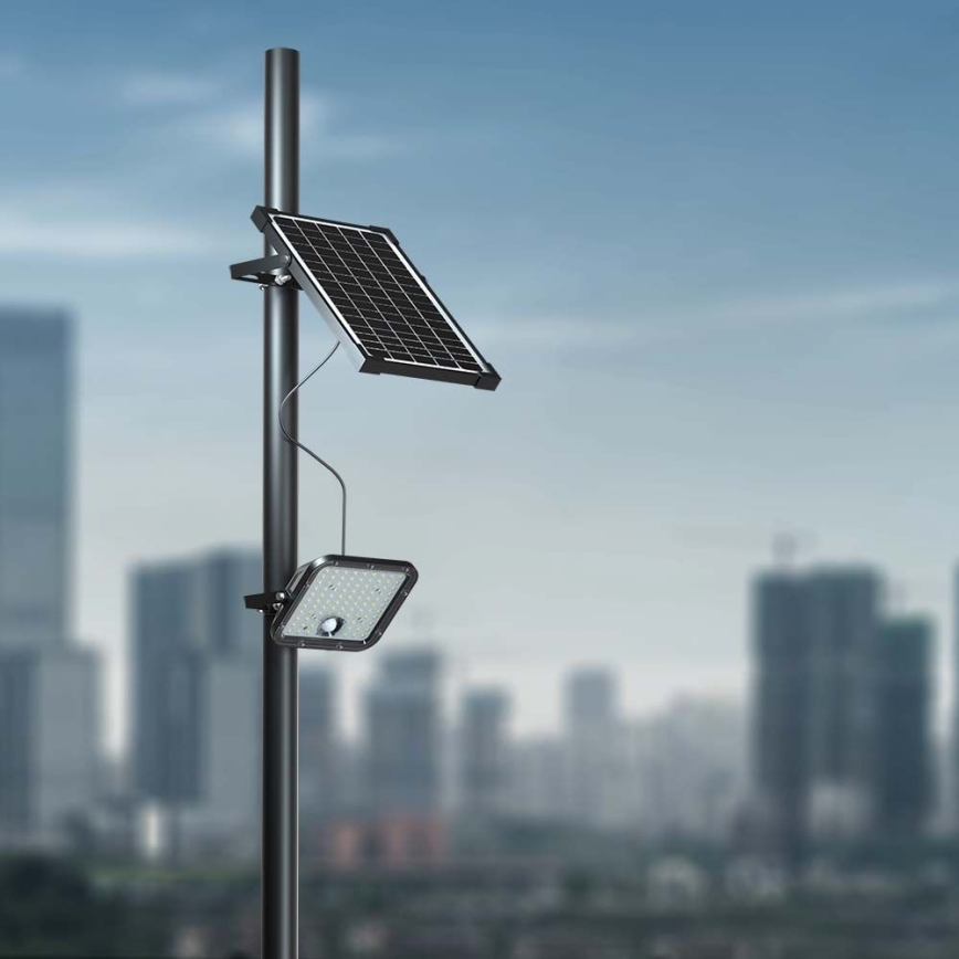 LED Dimmable solar floodlight with sensor LED/10W/3,7V 4000/6000K IP65 + remote control