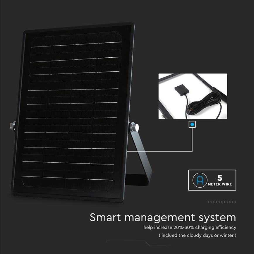 LED Dimmable solar floodlight with sensor LED/10W/3,7V 4000/6000K IP65 + remote control