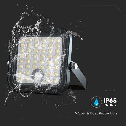 LED Dimmable solar floodlight with sensor LED/10W/3,7V 4000/6000K IP65 + remote control