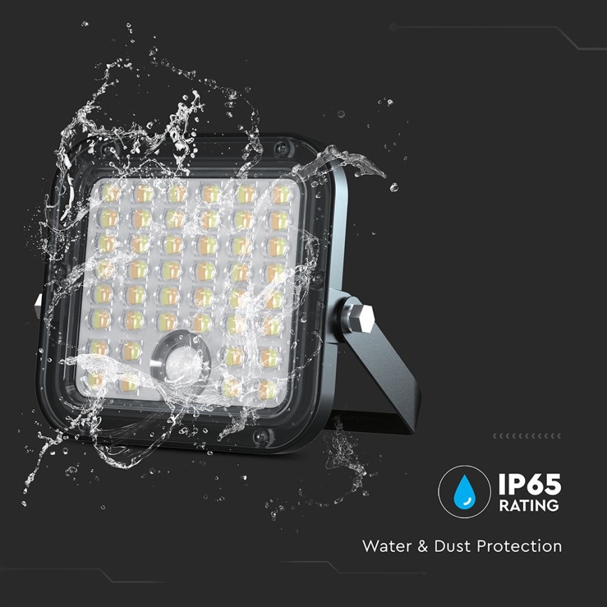 LED Dimmable solar floodlight with sensor LED/10W/3,7V 4000/6000K IP65 + remote control