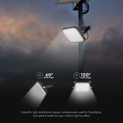 LED Dimmable solar floodlight with sensor LED/10W/3,7V 4000/6000K IP65 + remote control