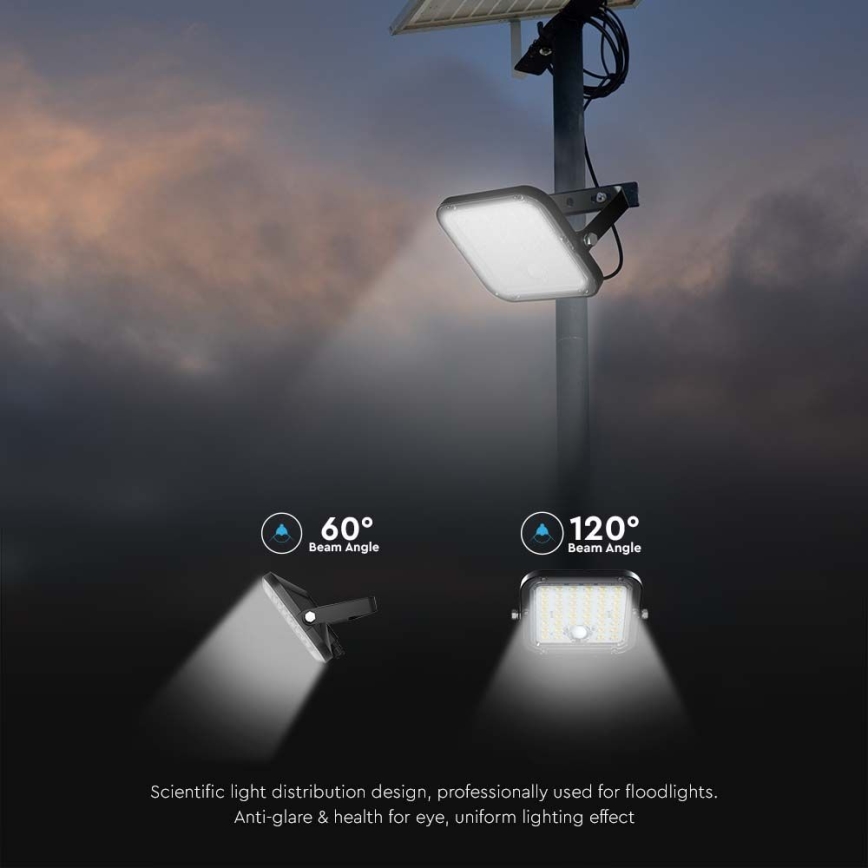 LED Dimmable solar floodlight with sensor LED/10W/3,7V 4000/6000K IP65 + remote control