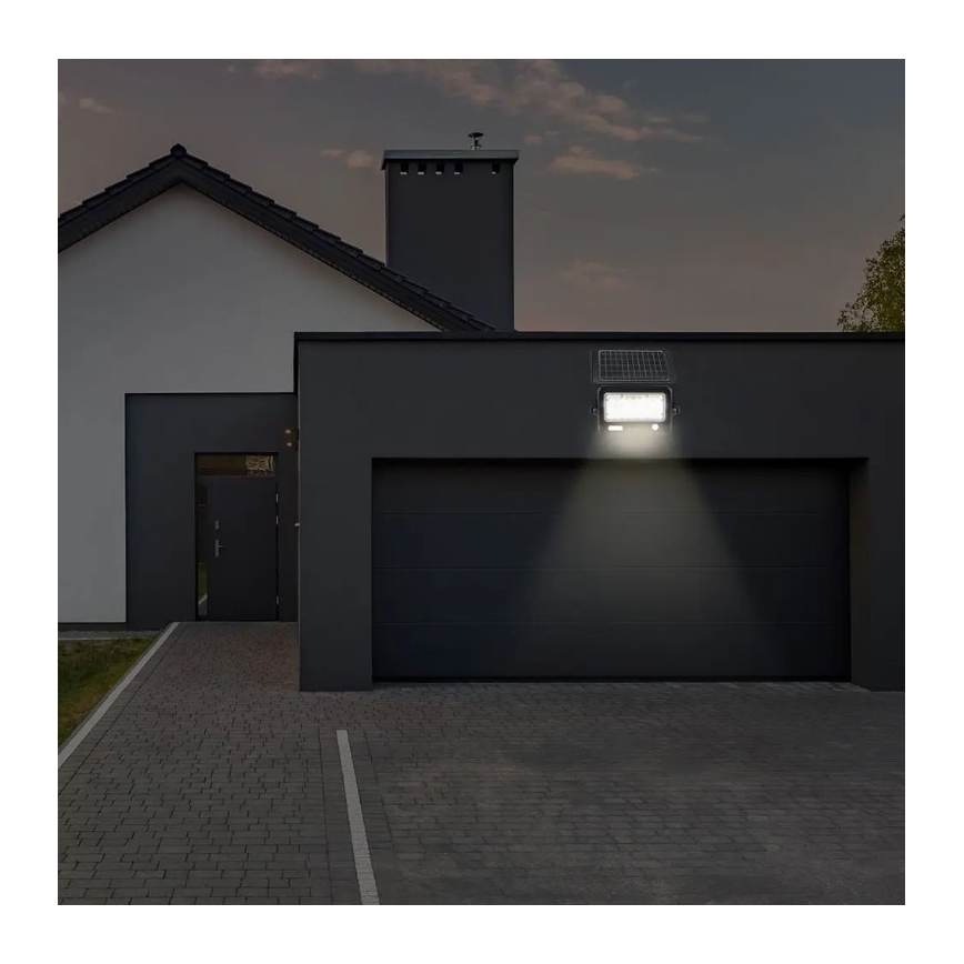 LED Dimmable solar floodlight with sensor LED/10W/3,7V 4000K IP65 7200 mAh + USB port