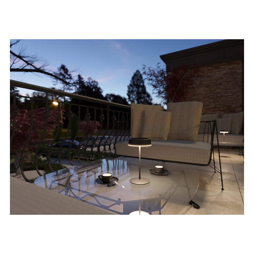 LED Dimmable solar rechargeable table lamp VIVIEN LED/3W/5V 2700K 1600 mAh IP54 black