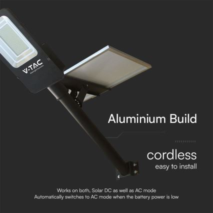 LED Dimmable hybrid solar street lamp LED/50W/230V 6500K IP65 50000 mAh + remote control