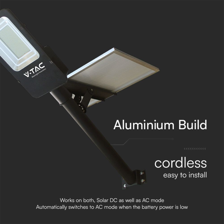 LED Dimmable hybrid solar street lamp LED/50W/230V 6500K IP65 50000 mAh + remote control
