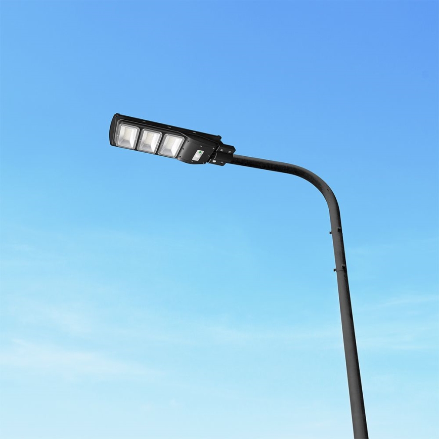 LED Dimmable solar street lamp with motion and dusk sensor LED/12W/3,2V 6000K IP65 10000 mAh black + remote control