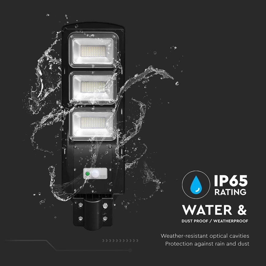 LED Dimmable solar street lamp with motion and dusk sensor LED/12W/3,2V 6000K IP65 10000 mAh black + remote control