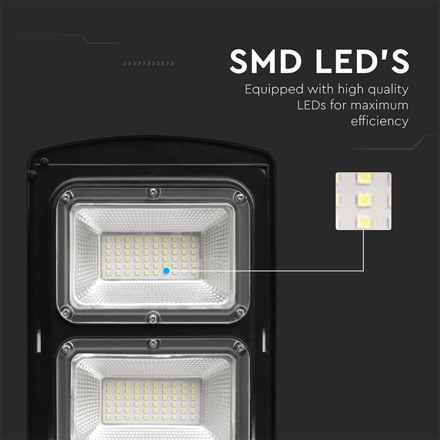 LED Dimmable solar street lamp with motion and dusk sensor LED/12W/3,2V 6000K IP65 10000 mAh black + remote control