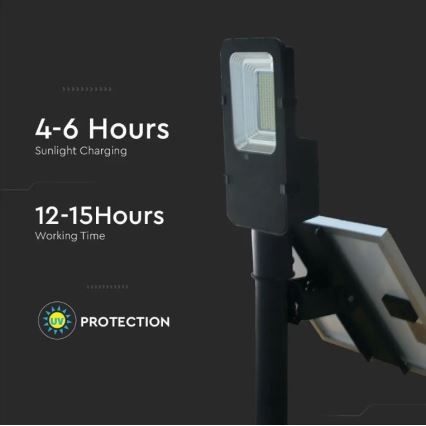LED Dimmable solar street lamp LED/50W/6,4V 4000K IP65 + remote control