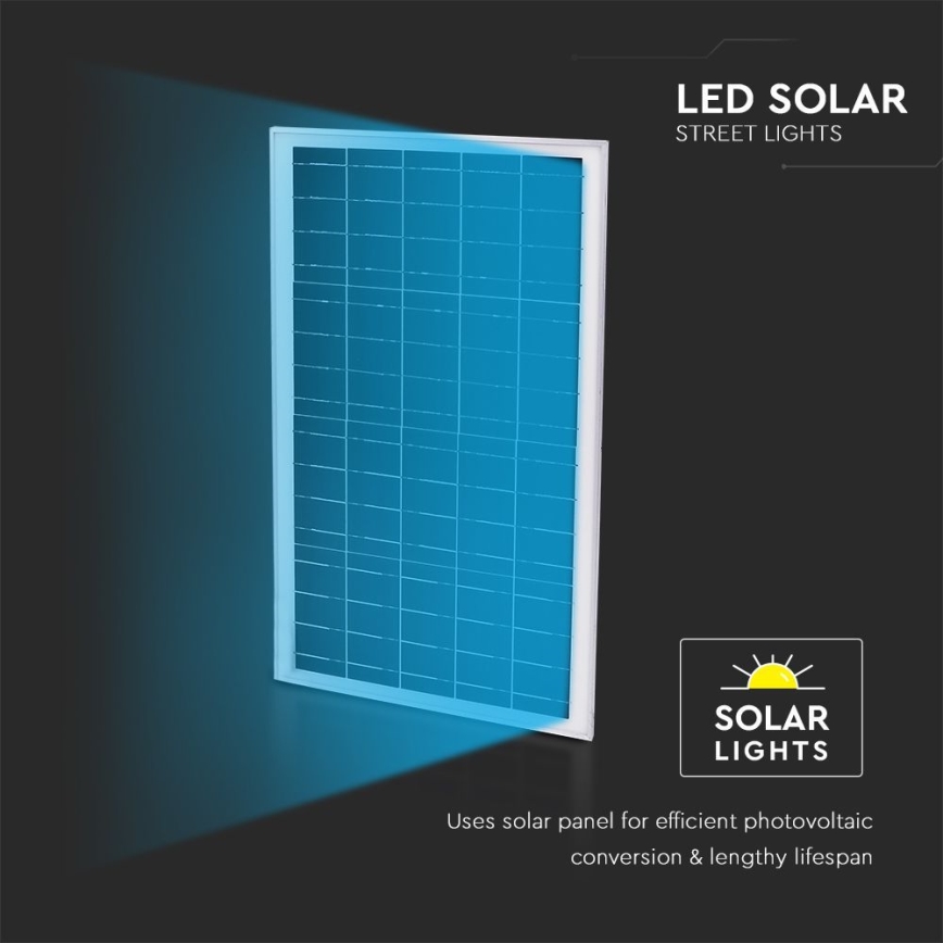 LED Dimmable solar street lamp SAMSUNG CHIP LED/50W/6,4V 6000K IP65 + remote control