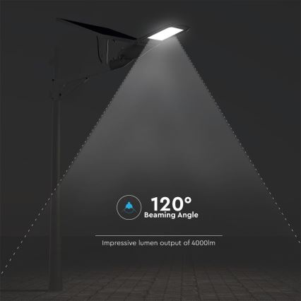 LED Dimmable solar street lamp SAMSUNG CHIP LED/50W/6,4V 6000K IP65 + remote control