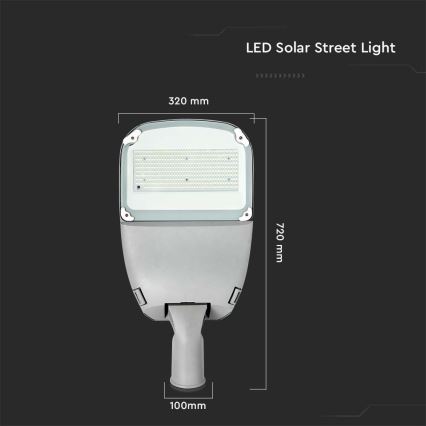 LED Dimmable solar street lamp SAMSUNG CHIP LED/50W/6,4V 6000K IP65 + remote control