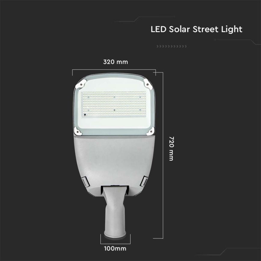 LED Dimmable solar street lamp SAMSUNG CHIP LED/50W/6,4V 6000K IP65 + remote control