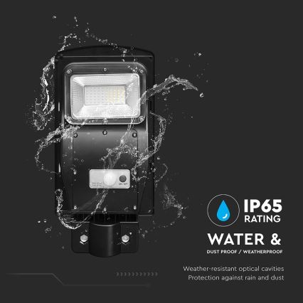 LED Dimmable solar street lamp with motion and dusk sensor LED/6W/3,2V 6000K IP65 5000 mAh black + remote control