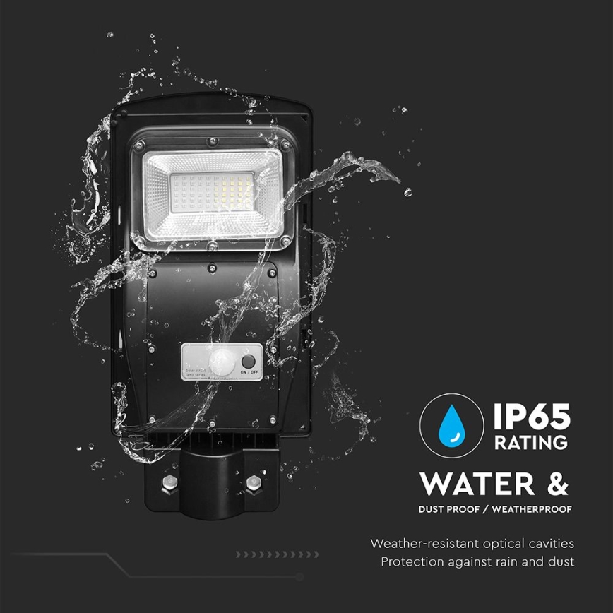 LED Dimmable solar street lamp with motion and dusk sensor LED/6W/3,2V 6000K IP65 5000 mAh black + remote control