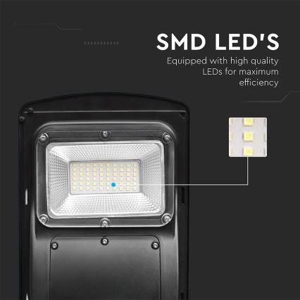 LED Dimmable solar street lamp with motion and dusk sensor LED/6W/3,2V 6000K IP65 5000 mAh black + remote control