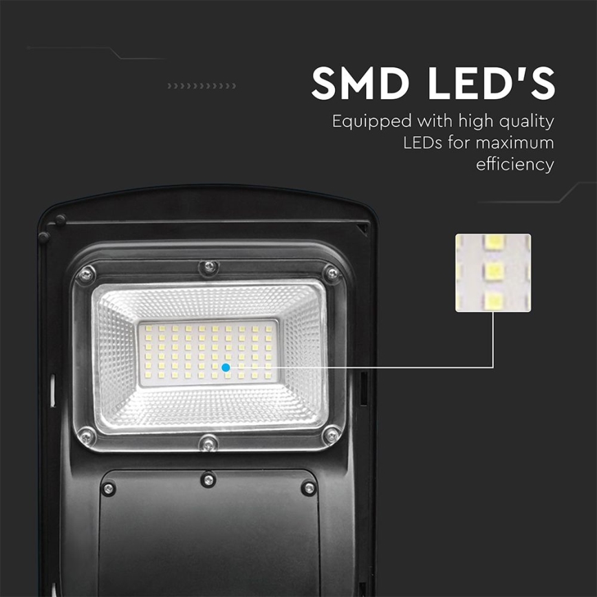 LED Dimmable solar street lamp with motion and dusk sensor LED/6W/3,2V 6000K IP65 5000 mAh black + remote control