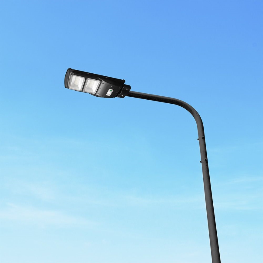 LED Dimmable solar street lamp with motion and dusk sensor LED/8W/3,2V 6000K IP65 9000 mAh black + remote control