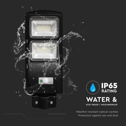 LED Dimmable solar street lamp with motion and dusk sensor LED/8W/3,2V 6000K IP65 9000 mAh black + remote control