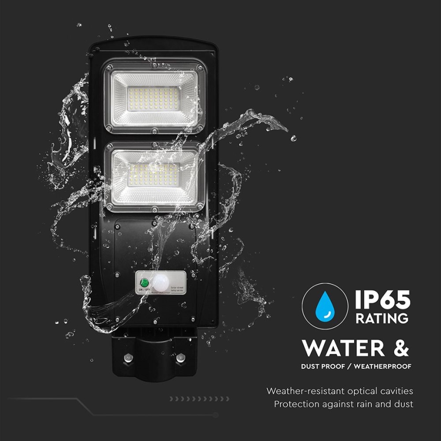 LED Dimmable solar street lamp with motion and dusk sensor LED/8W/3,2V 6000K IP65 9000 mAh black + remote control