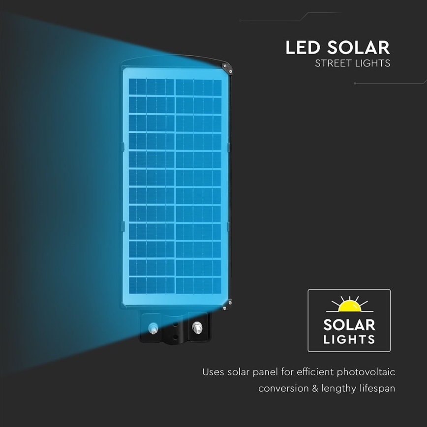 LED Dimmable solar street lamp with motion and dusk sensor LED/8W/3,2V 6000K IP65 9000 mAh black + remote control