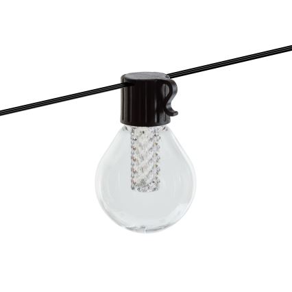 Dimmable LED Solar String Lights 15xLED/1.5W/3.7/5V 2700-10000K 2200 mAh 9 m IP65 Black + Remote Control