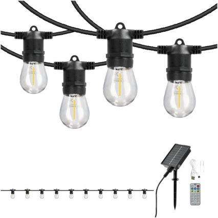 LED Dimmable Solar Decorative String Lights STARLIGHT NEO 10xE27/3,7V 2700K IP54 1200 mAh 11,5m + Remote Control
